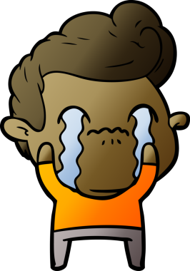 Bir insan tarafından çizilmiş ağlayan çizgi film adamı.