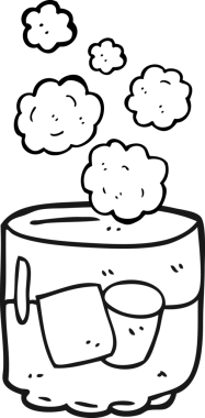 Bir insan tarafından çizilmiş siyah beyaz karikatür votka ve buz.