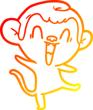 Bir insan tarafından çizilmiş gülen maymun çizgi çizimi.