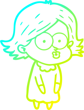 Bir insan tarafından somurtulmuş çizgi film kızı çizimi.