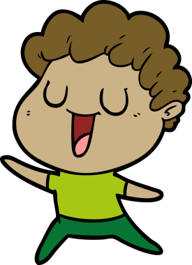 Bir insan tarafından çizilmiş gülen karikatür adam.