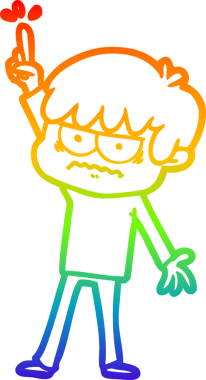 Gökkuşağı gradyan çizgi çizimi Bir insan tarafından çizilmiş bir çizgi film çocuğu