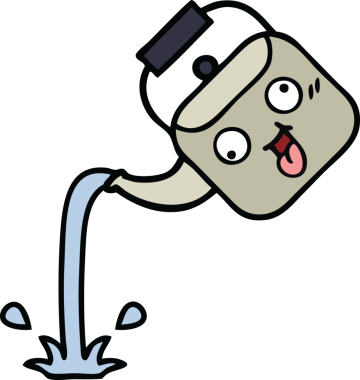 Bir insan tarafından çizilmiş tatlı bir çaydanlık karikatürü