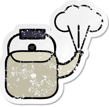 Bir insan tarafından çizilmiş dumanı tüten tatlı bir karikatür çıkartması.