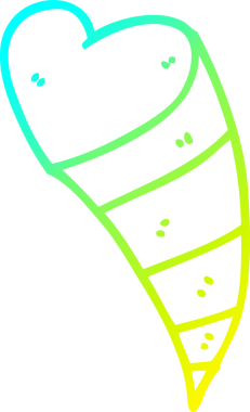 Bir insan tarafından çizilmiş kalp dekoratif elementini vuran bir karikatürün soğuk gradyan çizimi.