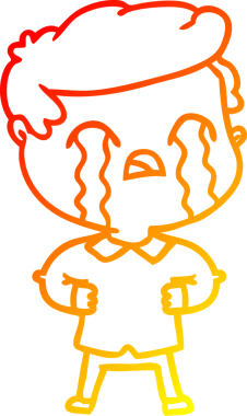 Bir insan tarafından çizilmiş ağlayan bir çizgi film karakteri çizimi.