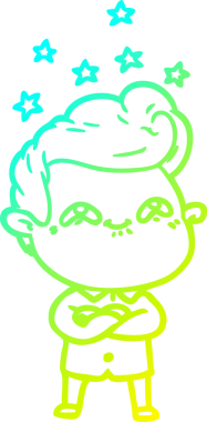 Bir insan tarafından çizilmiş, heyecanlı bir çizgi film çizimi.