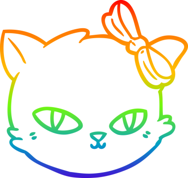 Gökkuşağı gradyan çizgi çizimi Bir insan tarafından çizilmiş yay giyen bir kedi