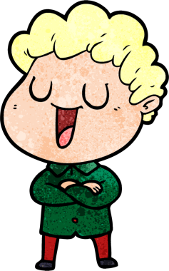 Bir insan tarafından çizilmiş gülen karikatür adam.