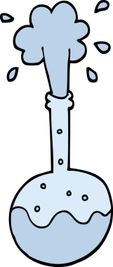 Bir insan tarafından çizilmiş karalama tarzı karikatür kaynayan bilim şişesi.