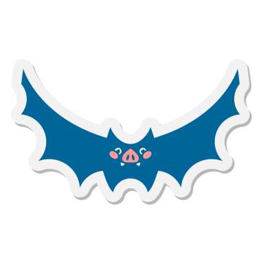 Bir insan tarafından çizilmiş şirin cadılar bayramı yarasa çıkartması.