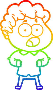 Gökkuşağı gradyan çizgi çizimi Bir insan tarafından çizilmiş şaşırarak nefes nefese bir çizgi film adamı