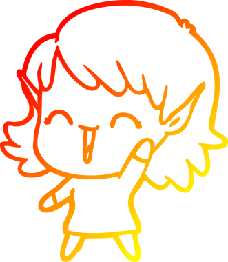 Bir insan tarafından çizilmiş çizgi film karakteri bir elf kızı çizimi