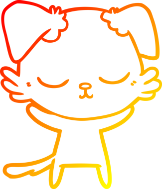 Bir insan tarafından çizilmiş sevimli bir köpeğin sıcak çizgi çizgisi.