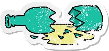 Bir insan tarafından çizilmiş kırık bir şişenin çizilmiş karikatürü.