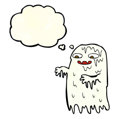 Düşünce baloncuğu insan tarafından çizilmiş iğrenç balçık hayaleti.