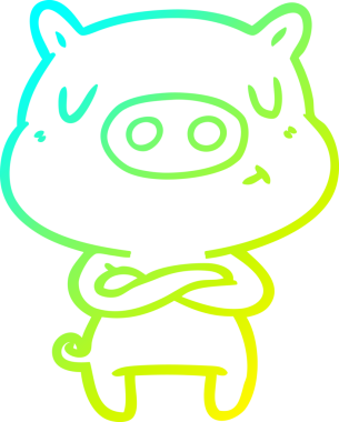 Bir insan tarafından çizilen çizgi film içerikli bir domuzun soğuk çizgi çizimi