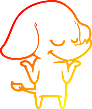 Bir insan tarafından çizilmiş gülümseyen bir filin sıcak çizgi çizimi