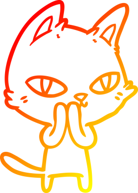 Bir insan tarafından çizilmiş çizgi film kedisinin sıcak çizgi çizimi