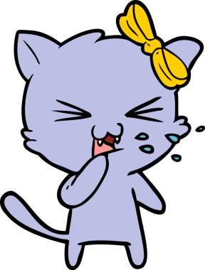 Bir insan tarafından çizilmiş çizgi film kedisi.