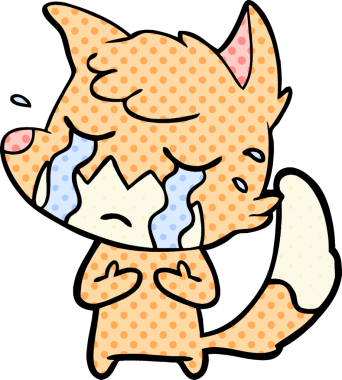 Bir insan tarafından çizilmiş ağlayan tilki çizgi filmi.