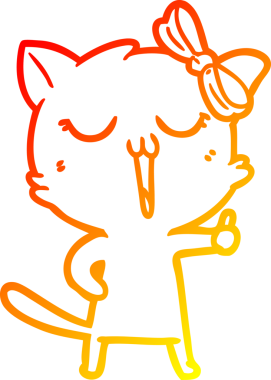 Bir insan tarafından çizilmiş çizgi film kedisinin sıcak çizgi çizimi