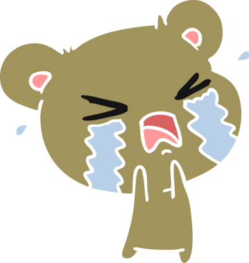 Bir insan tarafından çizilmiş ağlayan şirin bir ayının serbest çizimi.