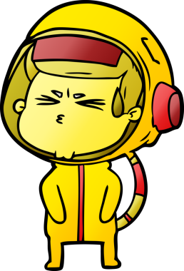 Çizgi film bir insan tarafından çizilmiş astronot.