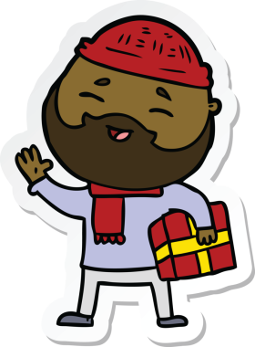 Bir insan tarafından çizilmiş mutlu sakallı bir adamın çıkartması.