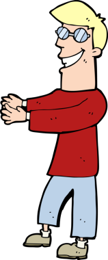 Bir insan tarafından çizilmiş gözlüklü sırıtan adam.