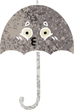 Bir insan tarafından çizilmiş bir şemsiyenin retro çizim tarzı karikatürü