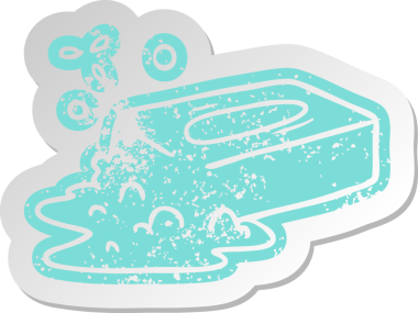 Bir insan tarafından çizilmiş köpürmüş sabunun eski bir karikatür çıkartması.