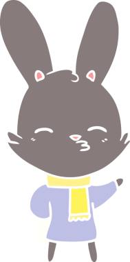 Bir insan tarafından çizilmiş tuhaf düz renkli tavşan.