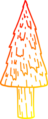 Bir insan tarafından çizilmiş bir karikatür Noel ağacının sıcak gradyan çizimi