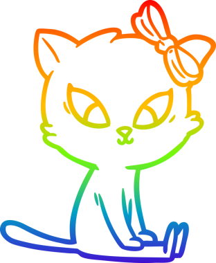 gökkuşağı gradyanı çizimi bir insan tarafından çizilmiş çizgi film kedisi