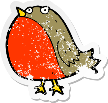 Bir insan tarafından çizilmiş robin çizgi filminin gerilimli yapıştırması.