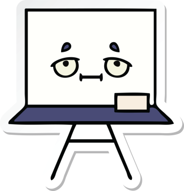 Bir insan tarafından çizilmiş beyaz bir karikatür çıkartması.