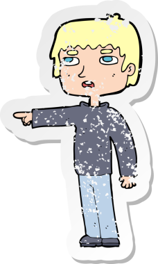 Bir insan tarafından çizilmiş bir çizgi film karakterinin gerilimli çıkartması.