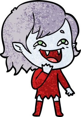 Bir insan tarafından çizilmiş gülen vampir kız çizgi filmi.