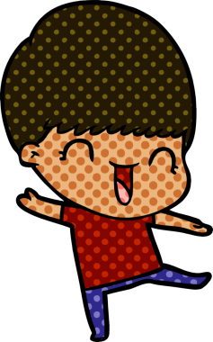 Bir insan tarafından çizilmiş mutlu çizgi film çocuğu.