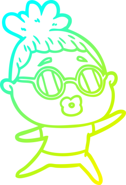 Bir insan tarafından çizilmiş güneş gözlüğü takan dans eden bir karikatür çizimi.