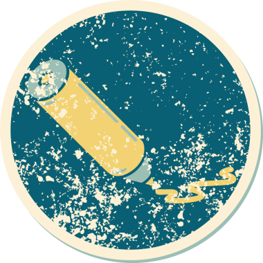 Bir insan tarafından çizilmiş renkli bir kalemin sembolik dövmeli resmi