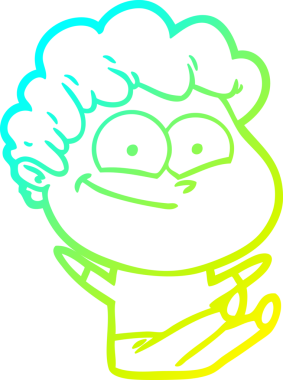 Bir insan tarafından çizilmiş mutlu bir adamın soğuk çizgi çizimi.