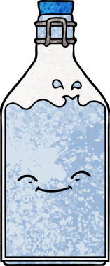 Bir insan tarafından çizilmiş eski bir su şişesi.