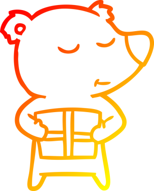 Bir insan tarafından çizilmiş mutlu bir kutup ayısının sıcak çizgi çizimi