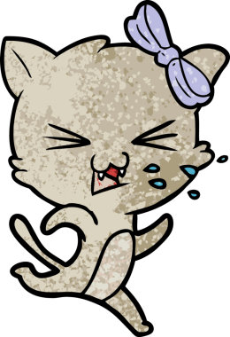 Bir insan tarafından çizilmiş çizgi film kedisi.