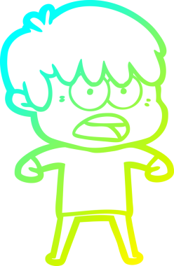 Bir insan tarafından çizilmiş endişeli çizgi film çocuğunun soğuk gradyan çizgisi.