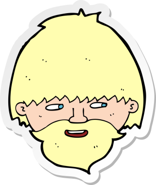 Bir insan tarafından çizilmiş sakallı bir adamın çıkartması.