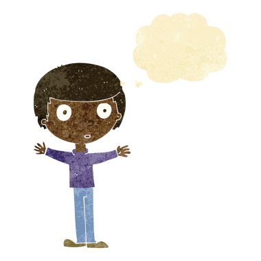 Bir insan tarafından çizilen düşünce baloncuğuyla adamı şaşırtan çizgi film.