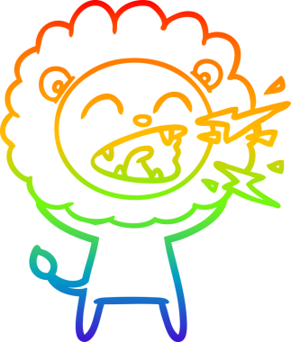 Gökkuşağı gradyan çizgi çizimi Bir insan tarafından çizilmiş kükreyen bir aslan